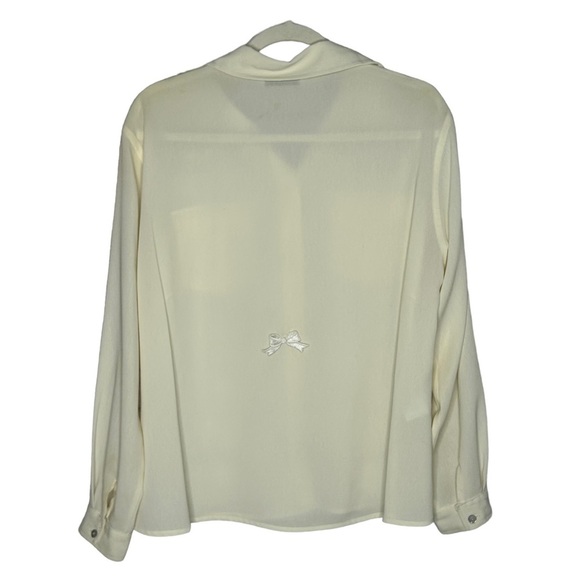 Amaranto Ivory Button Down Long Sleeve Women’s Blouse - Picture 2 of 15